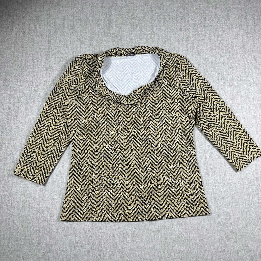 j mclaughlin Medium Durham Catalina Cloth Black/beige  Ruffle Blouse